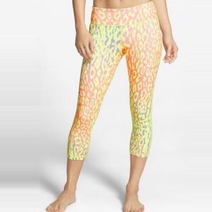 Zella Neon Leopard Crop Athletic Legging Large